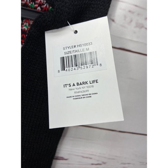 It's A Bark Life Black Red Mistletoe Candy Cane Joy Cable Knit Dog Christmas Swe - Picture 3 of 5
